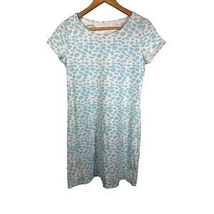 HIHO Women's Abstract Dot Print Short Sleeve T-Shirt Dress Blue/White Size XS